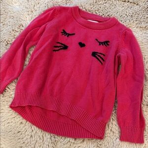 Epic Threads Vibrant Pink Sweater 3t Cat Face Heart